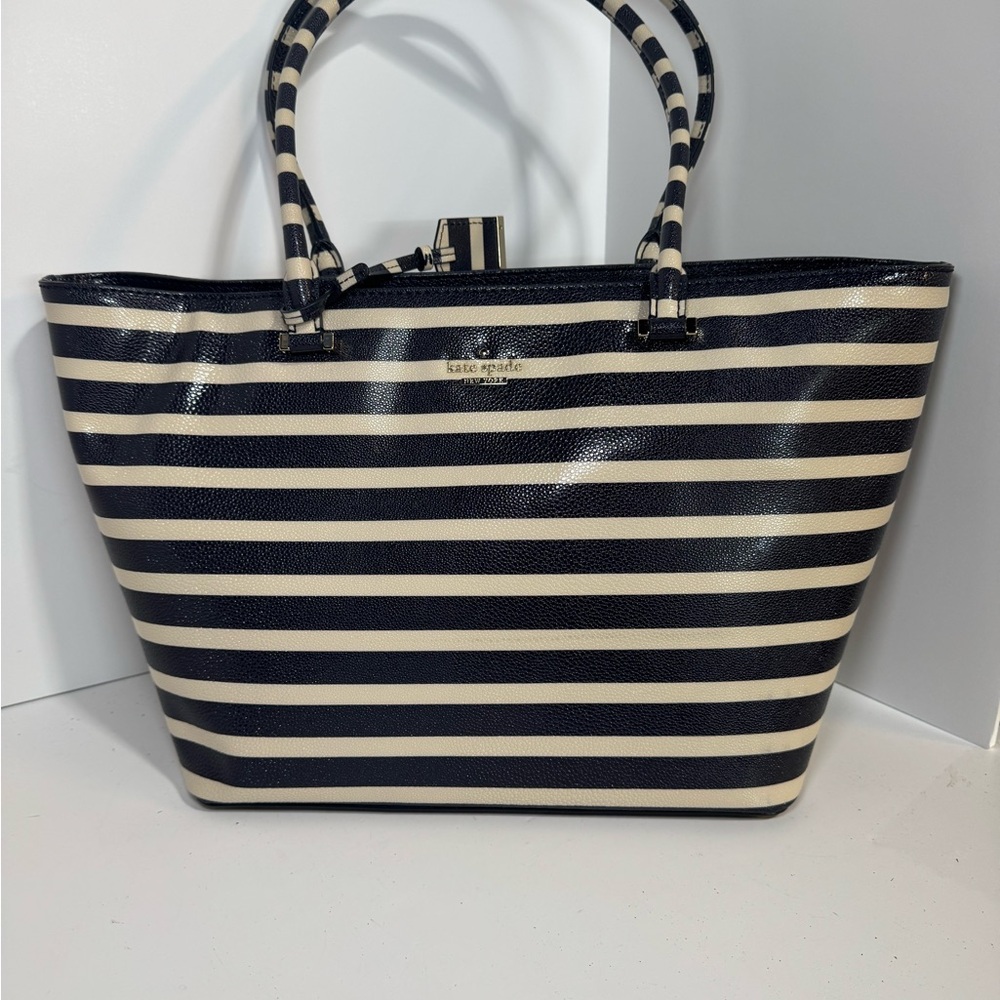 Kate Spade Navy and Cream Striped Tote Bag